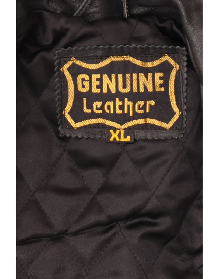 VINTAGE Herren Lederjacke UK 42 XL Schwarzes Colourblock-Leder