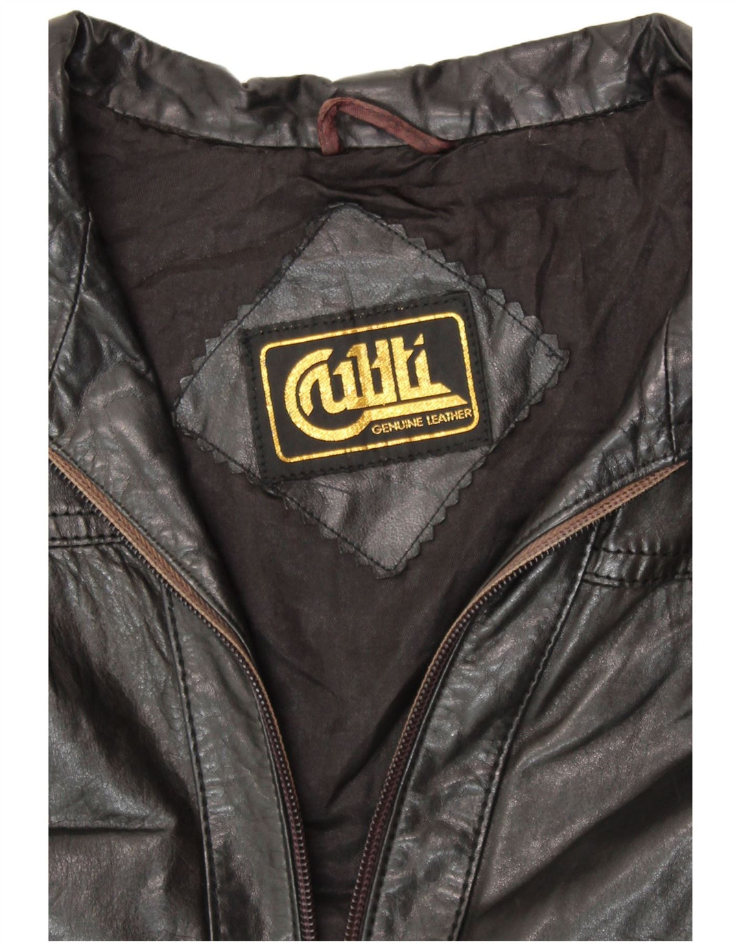 VINTAGE Damen Lederjacke UK 14 Mittelschwarzes Leder