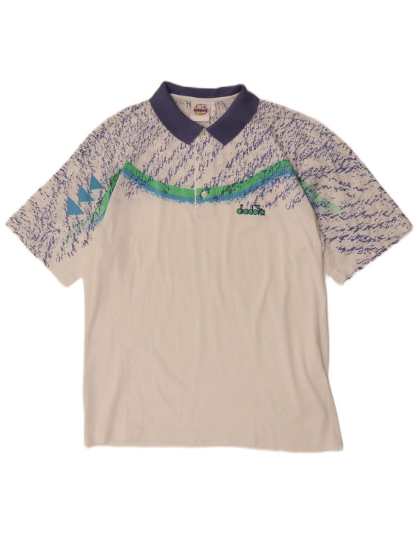 Diadora Herren Kurzarm-Poloshirt mit abstraktem Muster IT 52 Large Weiß