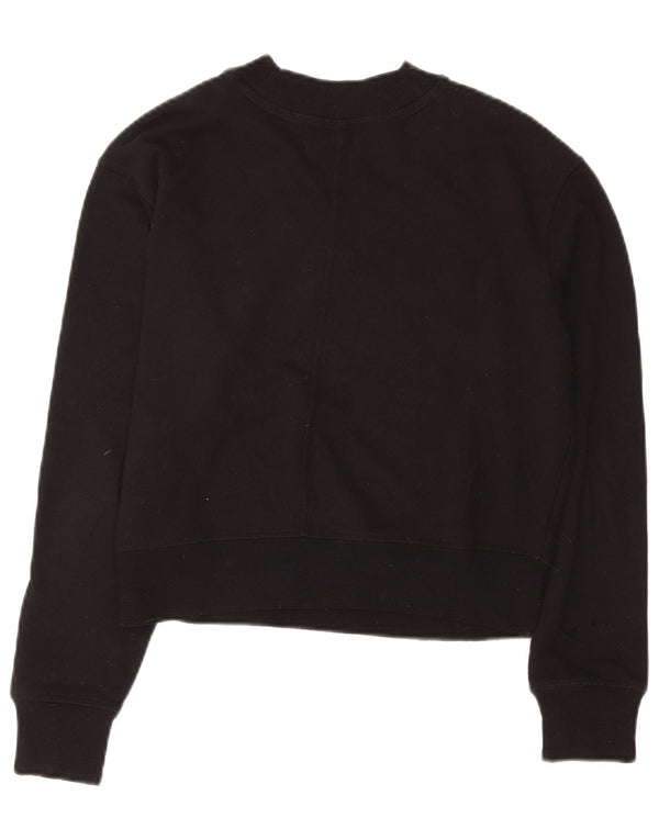 Calvin Klein Damen Crop Graphic Sweatshirt Pullover UK 12 Medium Schwarz