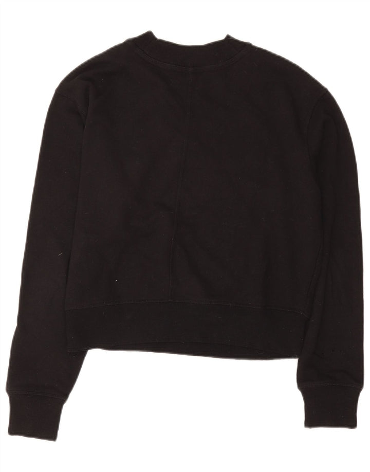 Calvin Klein Damen Crop Graphic Sweatshirt Pullover UK 12 Medium Schwarz