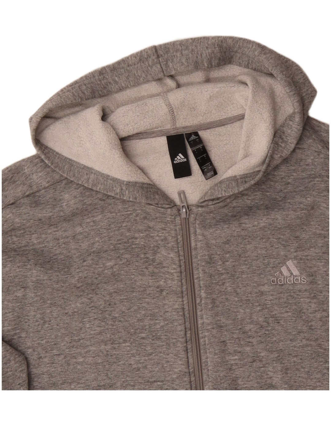 ADIDAS Herren Kapuzenpullover mit grafischem Reißverschluss, groß, grau, Polyester