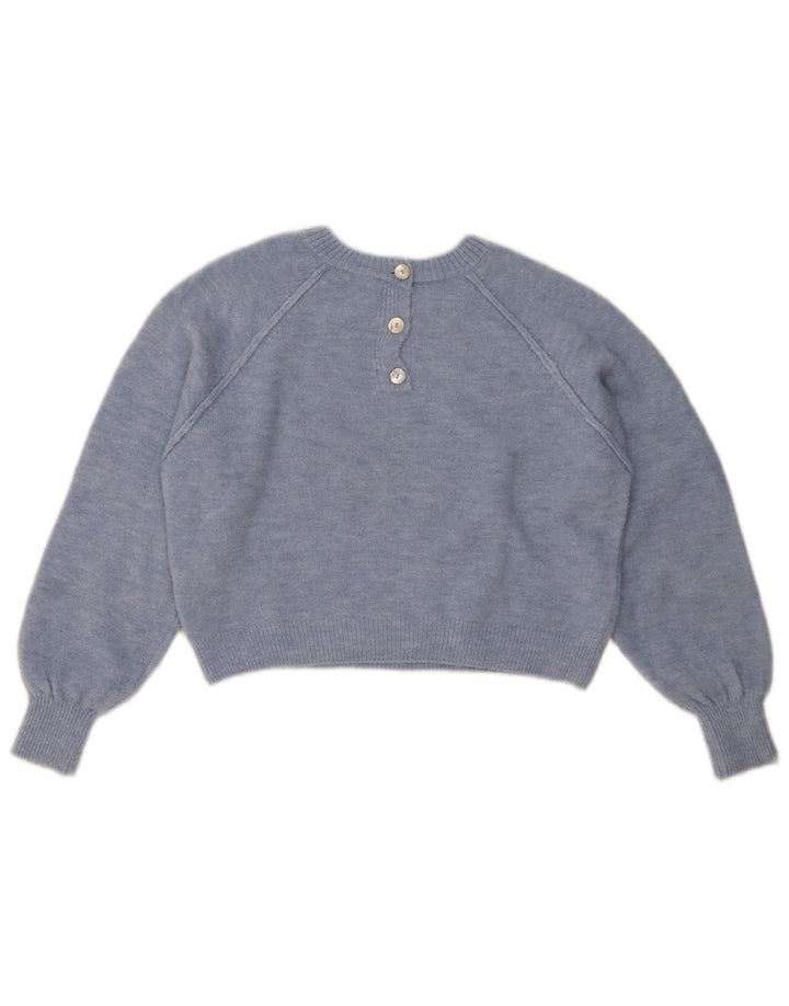 ZARA Damen Crop-Oversize-Pullover mit Rundhalsausschnitt, Gr. 10, Größe S, Blau