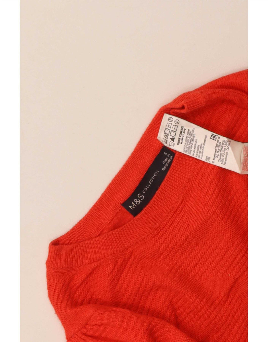 Marks & Spencer Damen-Pullover mit U-Boot-Ausschnitt, UK 10, Größe S, rote Viskose