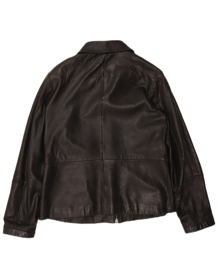 EDDIE BAUER Damen Lederjacke UK 14 Mittelschwarzes Leder