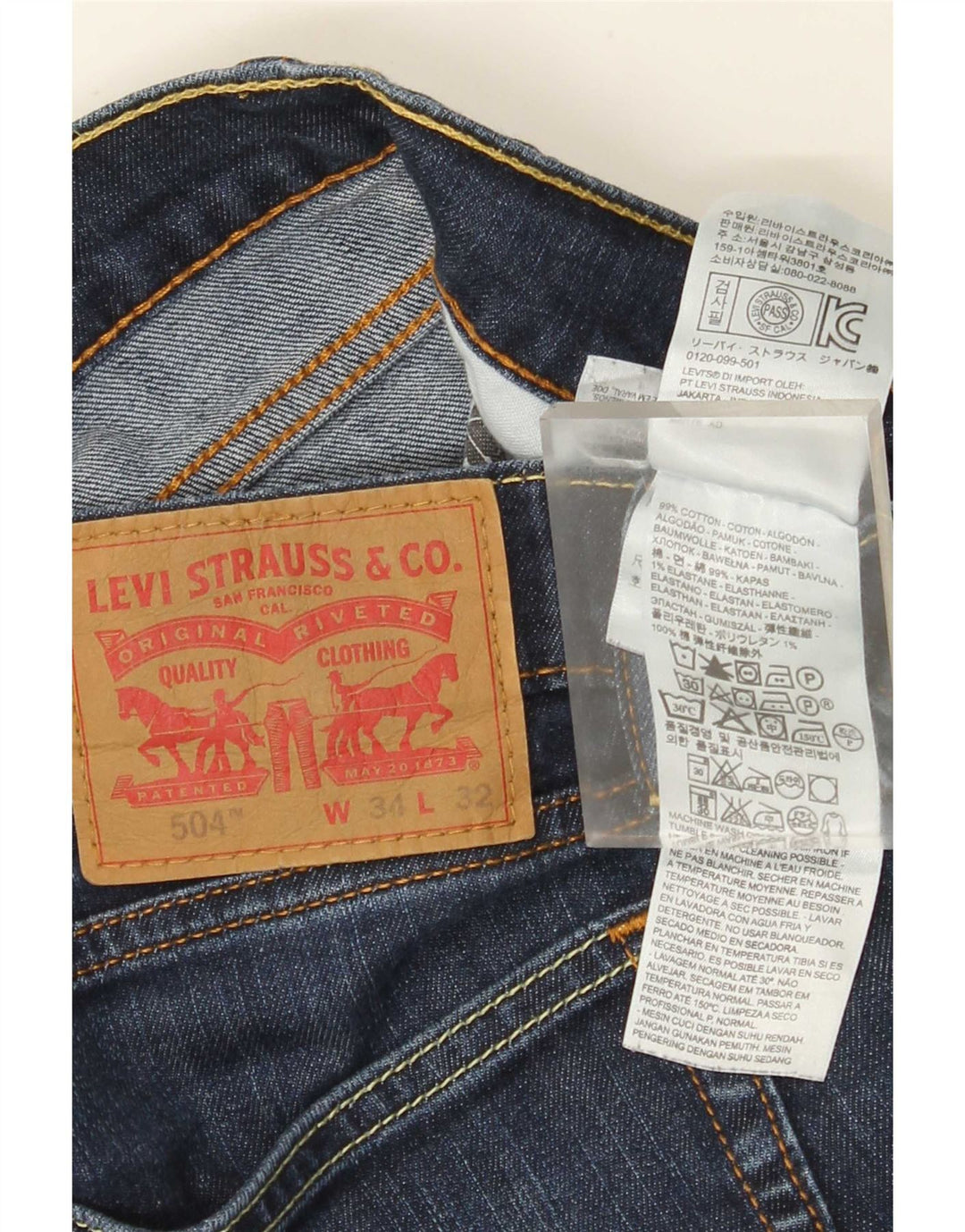 Levi's Damen 504 Straight Jeans W34 L32 Blaue Baumwolle