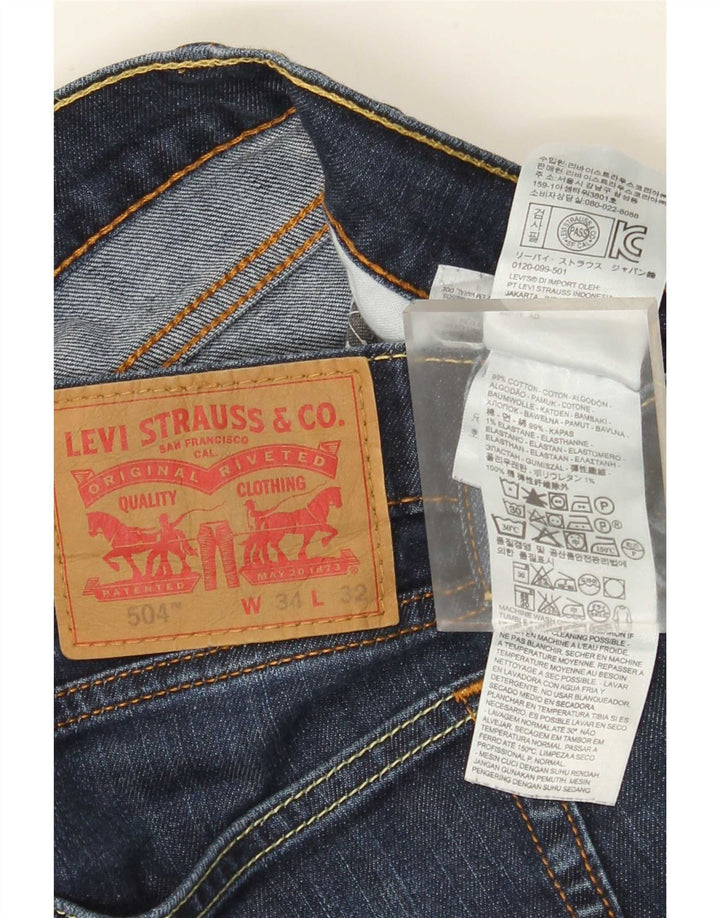 Levi's Damen 504 Straight Jeans W34 L32 Blaue Baumwolle
