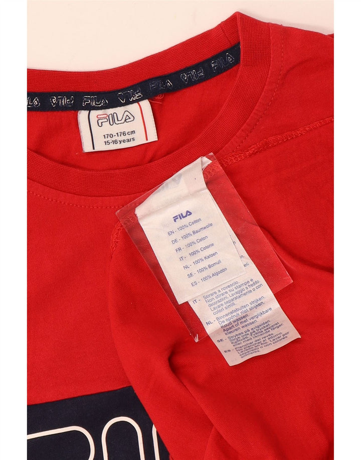 Fila Grafik-T-Shirt für Jungen, 15–16 Jahre, rote Farbblock-Baumwolle