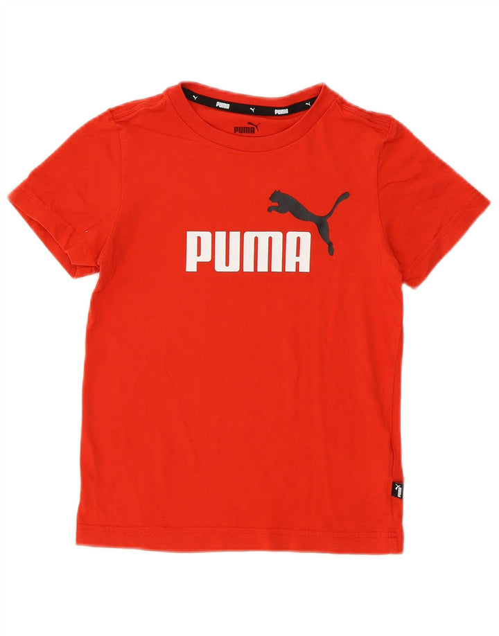 PUMA Boys Graphic T-Shirt Top 7-8 Years Red Cotton