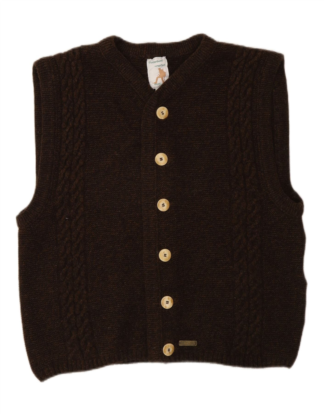 Hochland Herren-Strickjacke, ärmellos, mittelbraune Wolle