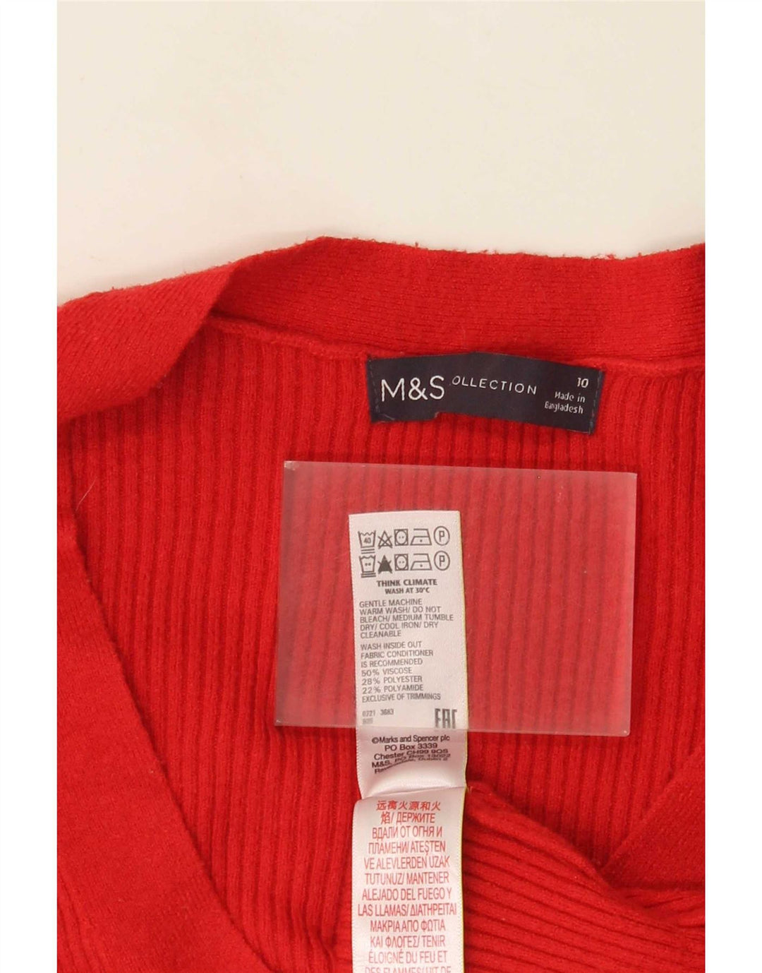 Marks & Spencer Damen-Pullover, übergroß, V-Ausschnitt, Gr. 10, Größe S, Rot