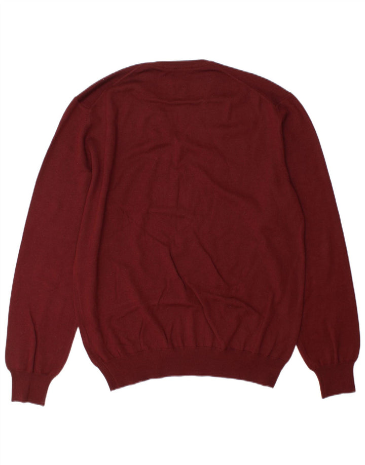 Boggi Herren-Pullover mit V-Ausschnitt, Größe L, Burgunderrot