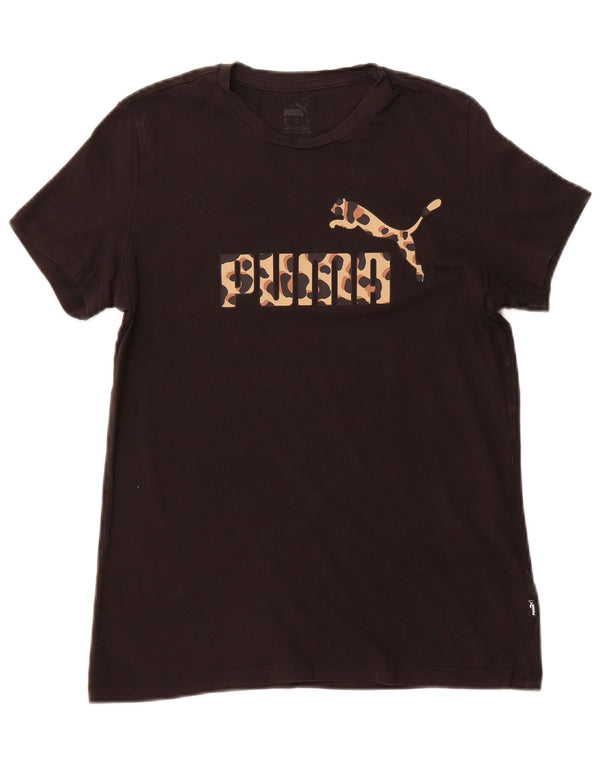 PUMA Damen Graphic T-Shirt Top UK 12 Medium Schwarz Baumwolle