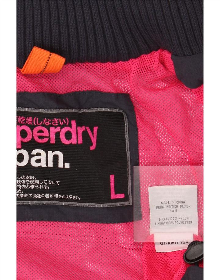 SUPERDRY Damen-Regenjacke mit grafischer Kapuze, Größe 40, Marineblau, Nylon
