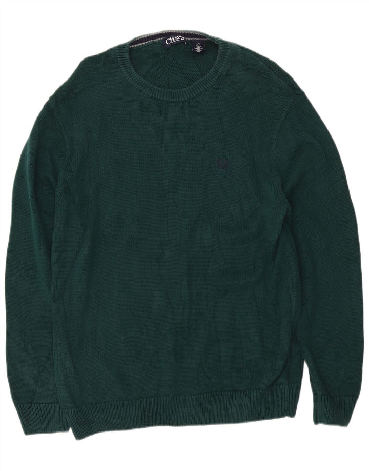 Chaps Herren-Pullover, reguläre Passform, Rundhalsausschnitt, Größe L, Grün, Baumwolle