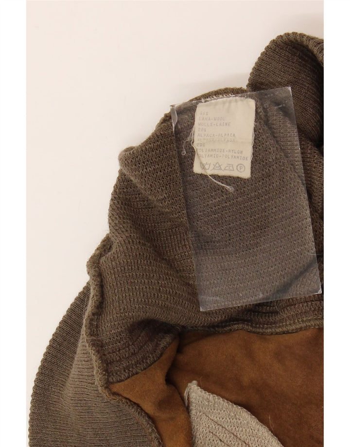 VINTAGE Herren-Pullover mit Knopfkragen, große braune geometrische Wolle