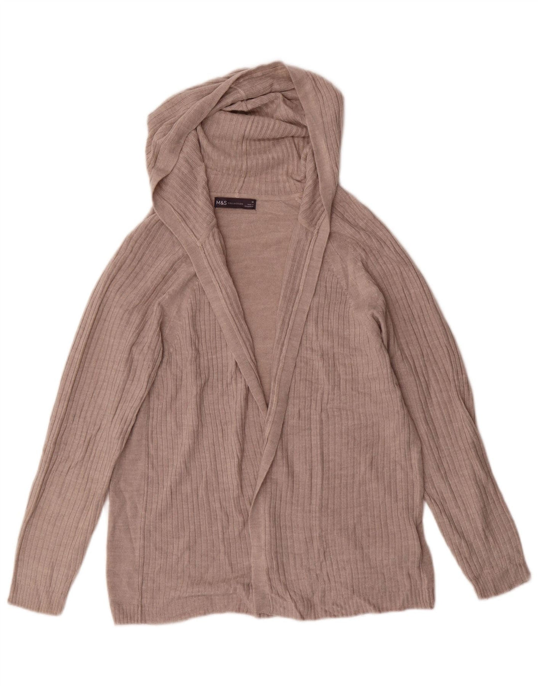 Marks & Spencer Damen-Cardigan mit Kapuze, offen, Gr. 14, Mittelbeige