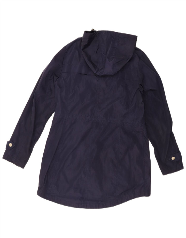 MICHAEL KORS Womens Hooded Rain Jacket UK 14 Medium Navy Blue Polyester