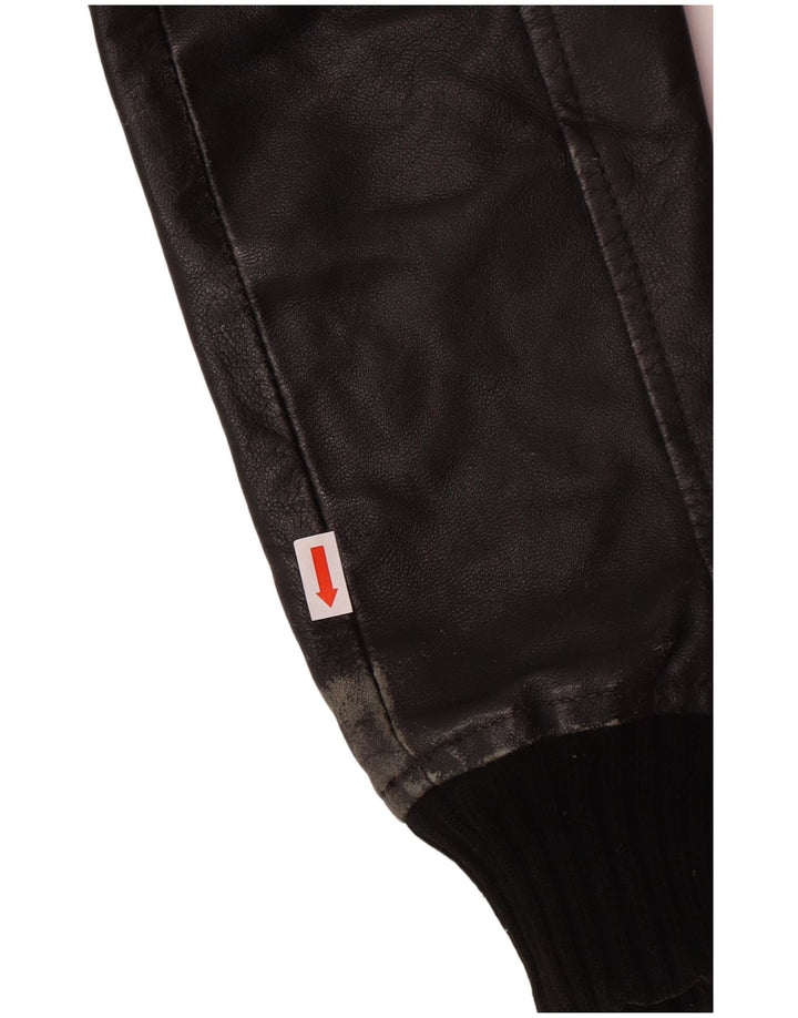 XDYE Damen-Lederjacke, UK 10, kleine schwarze Leder-Bikerjacke