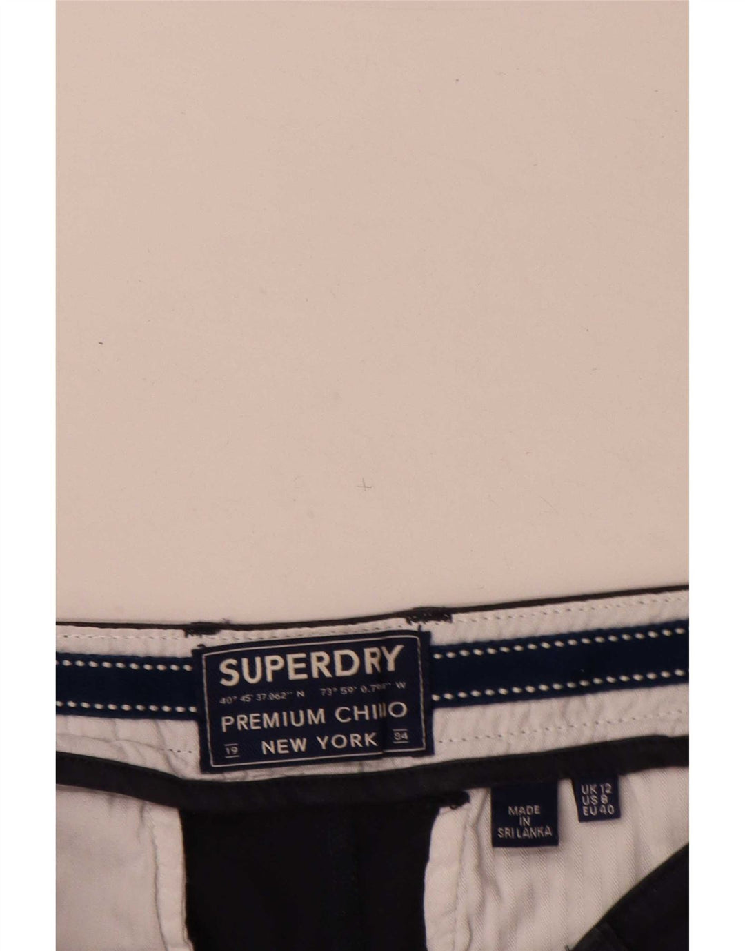 Superdry Damen Regular Chino Shorts UK 12 Medium W32 Marineblau Baumwolle