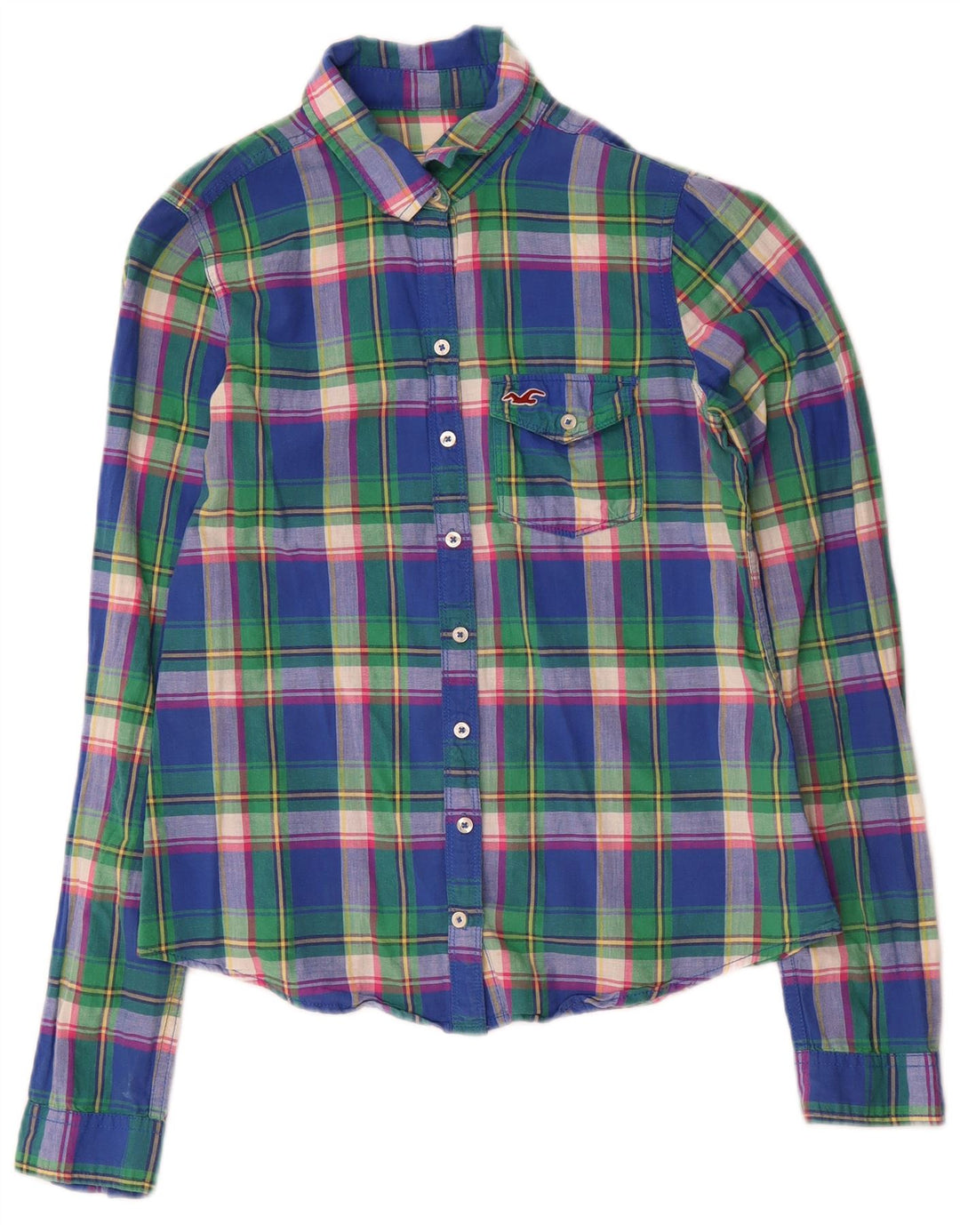 Hollister Damenhemd UK 12 Medium Mehrfarbig kariert aus Baumwolle