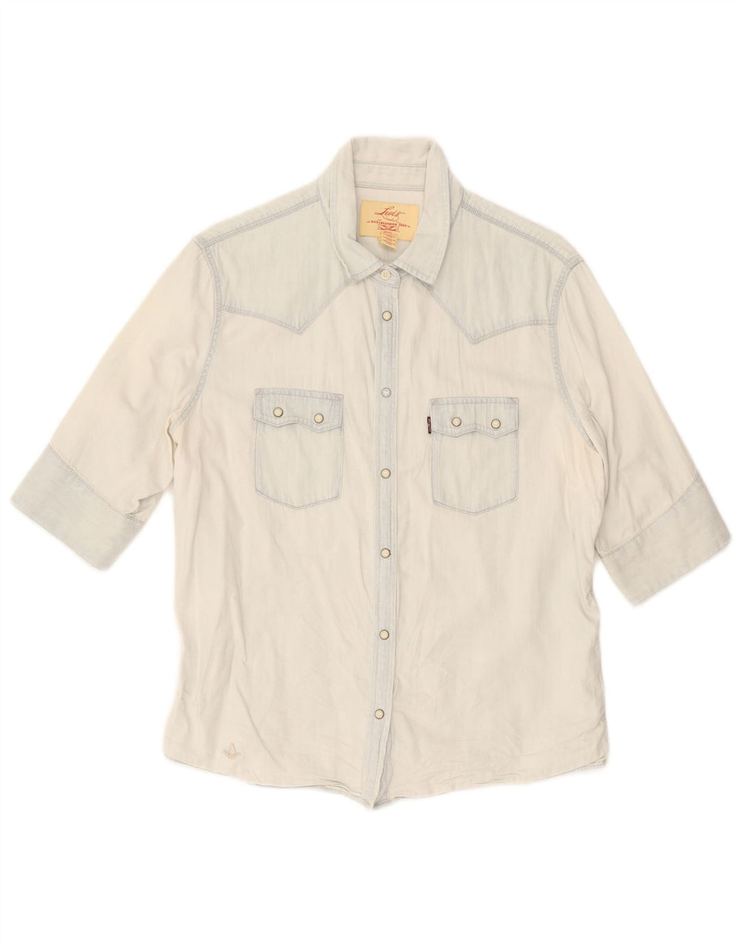 Levi's Damen Kurzarm-Jeanshemd UK 16 Large Blau