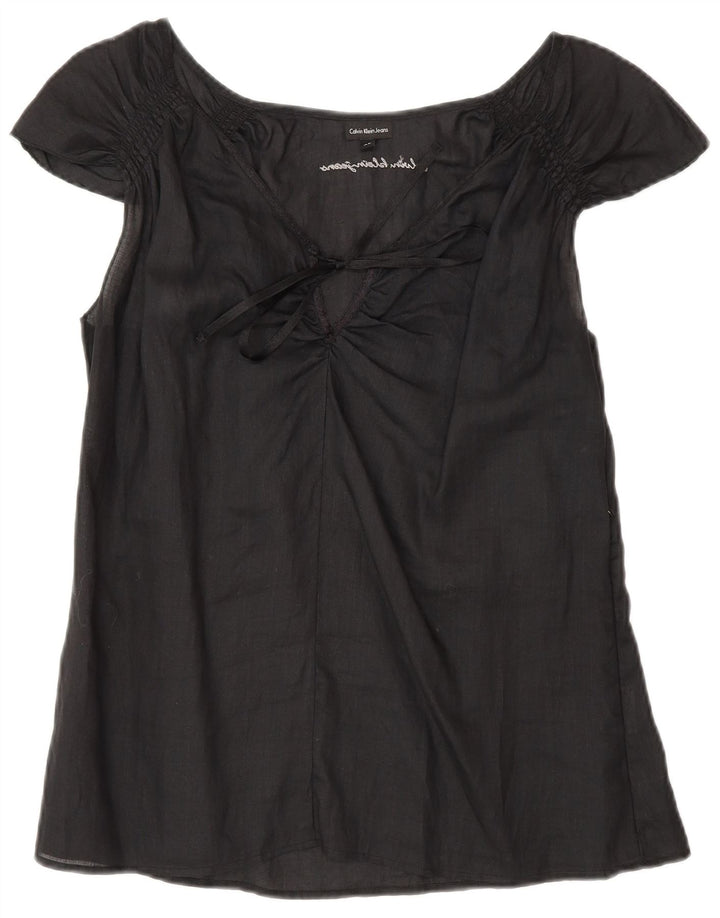 Calvin Klein Jeans Damen Bluse Top UK 18 XL Schwarz