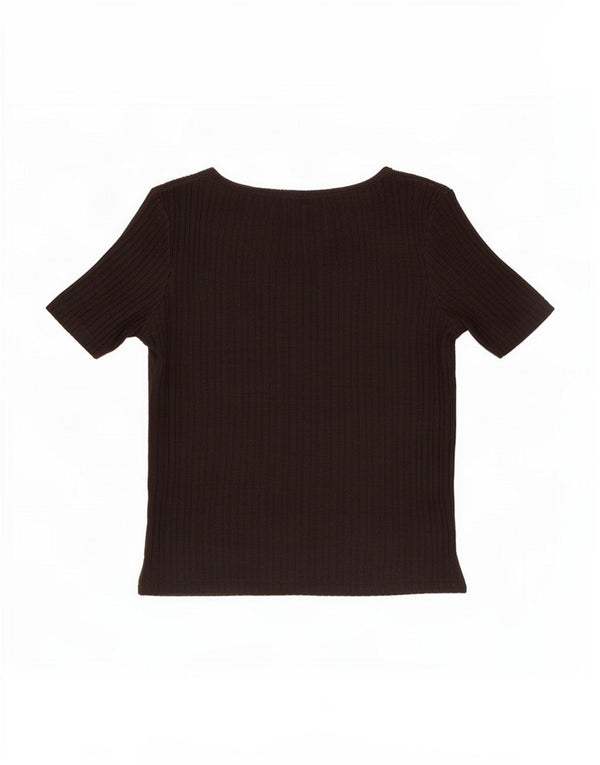 Zara Damen Crop Bluse Top UK 10 Small Schwarze Baumwolle