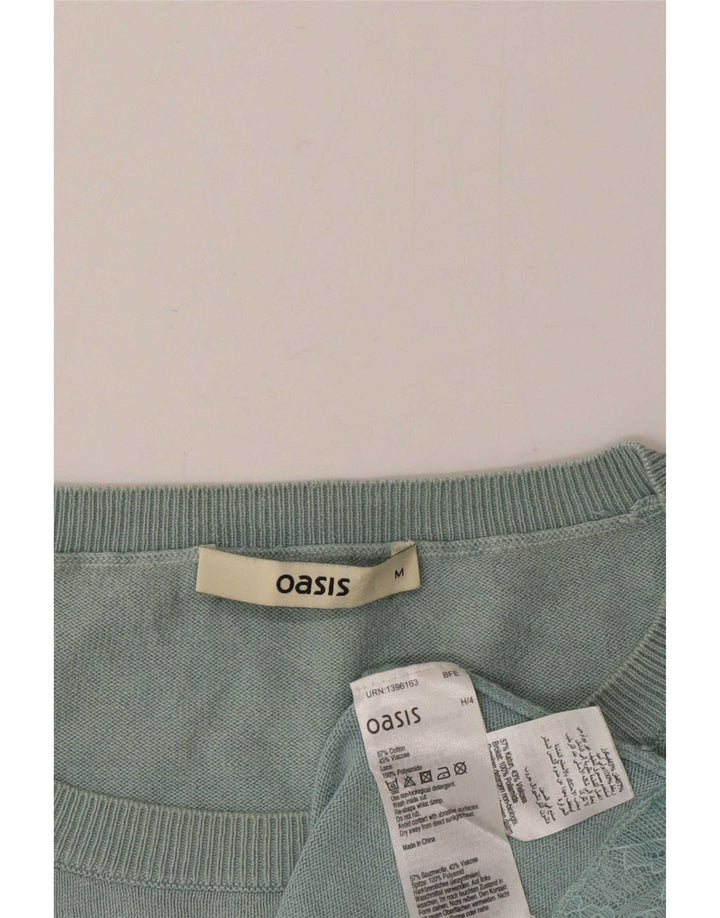 Oasis Damen-Pullover mit U-Boot-Ausschnitt, UK 14, mitteltürkisfarbene Baumwolle