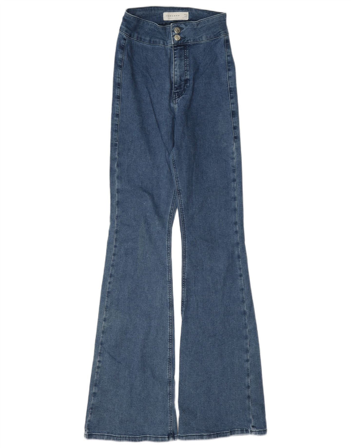 Topshop Damen High Rise Flared Jeans W26 L32 Blaue Baumwolle