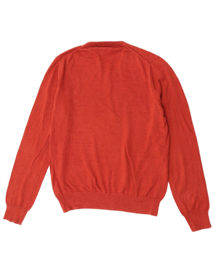 Marks & Spencer Herren-Pullover mit V-Ausschnitt aus mittelroter Baumwolle