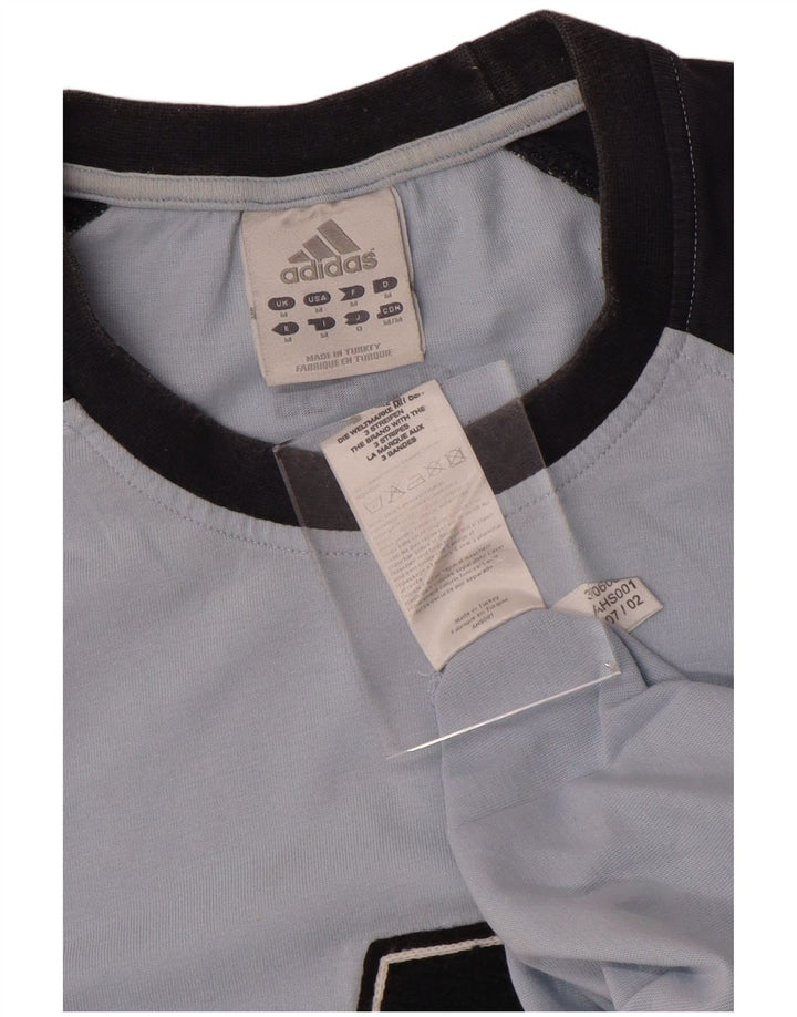Adidas Herren Grafik-T-Shirt aus mittelblauer Colourblock-Baumwolle