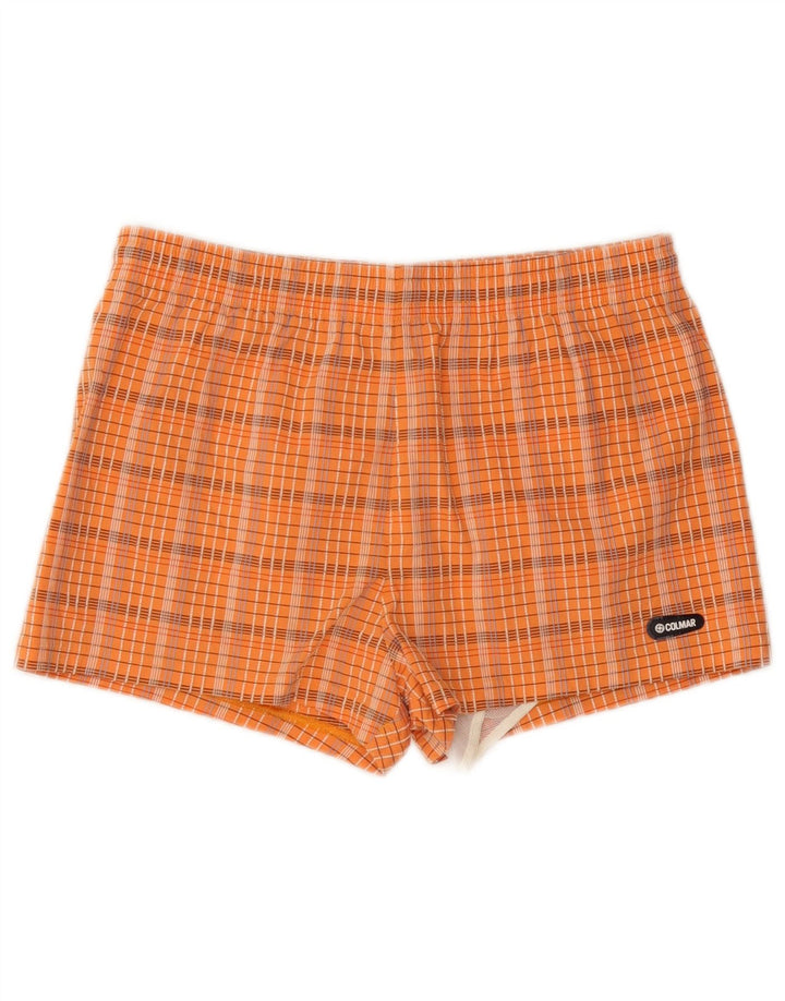 COLMAR Herren Badeshorts IT 48 Mittelorange karierte Baumwolle