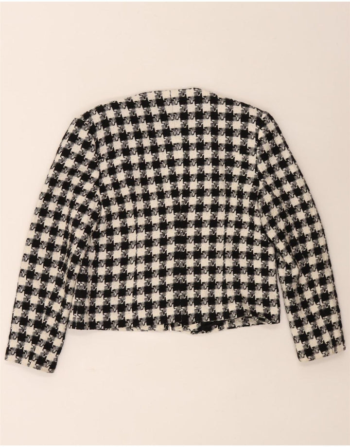 Vintage Damen-Blazer mit durchgehendem Reißverschluss, UK 14, mittlerer schwarzer Hahnentrittmuster