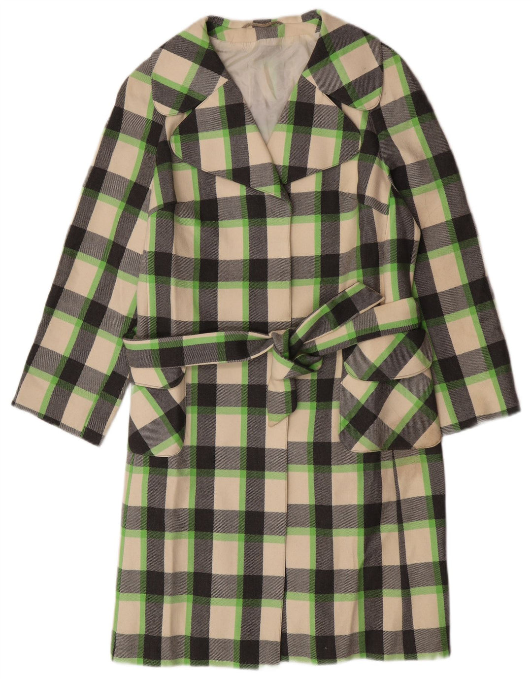 Vintage Damen Mantel UK 12 Medium Mehrfarbig kariert Schurwolle