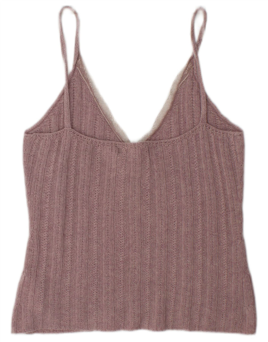 Zara Damen Crop Knit Cami Top UK 14 Große rosa Wolle