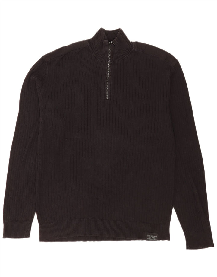 Calvin Klein Jeans Herren-Pullover mit Reißverschluss, XL, Schwarz