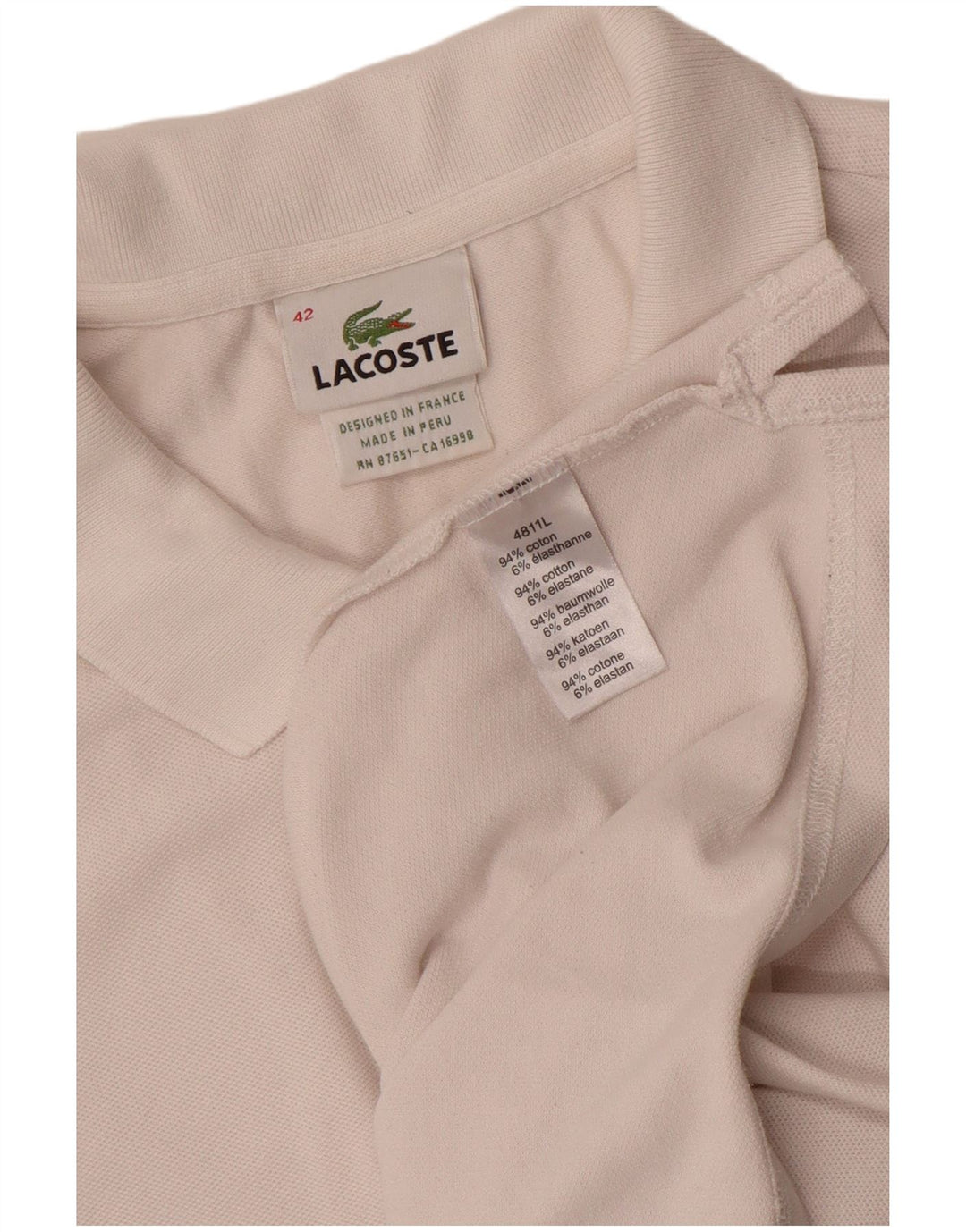 Lacoste Damen-Poloshirt, Größe 42, große weiße Baumwolle