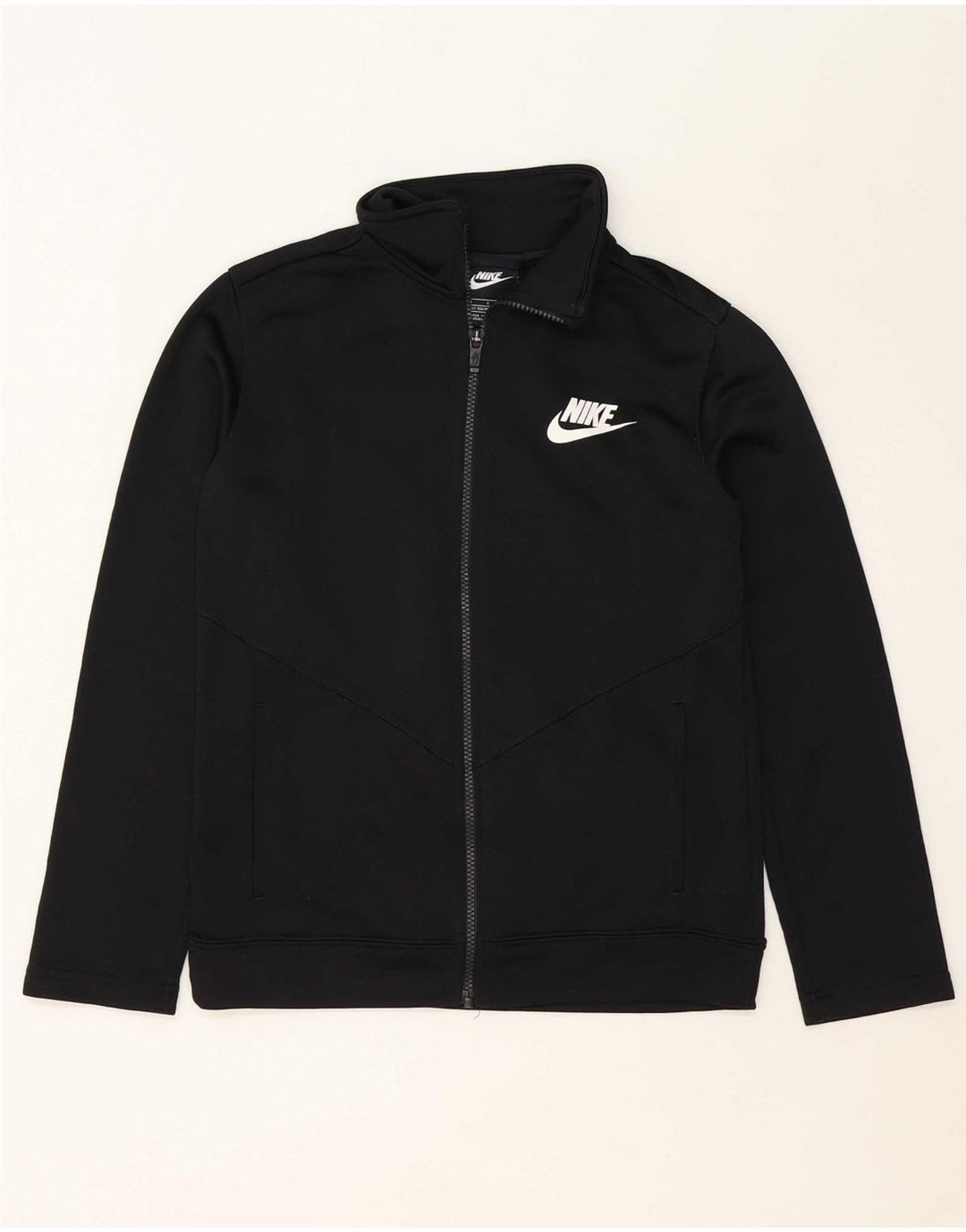 NIKE Boys Tracksuit Top Jacket 12-13 Years Large Black Polyester