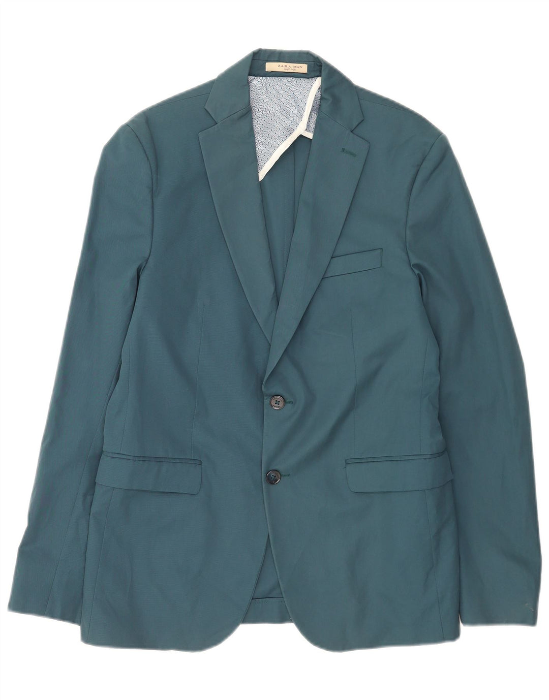 Zara Herren-Blazer mit 2 Knöpfen, EU 50, mittelblaues Polyester