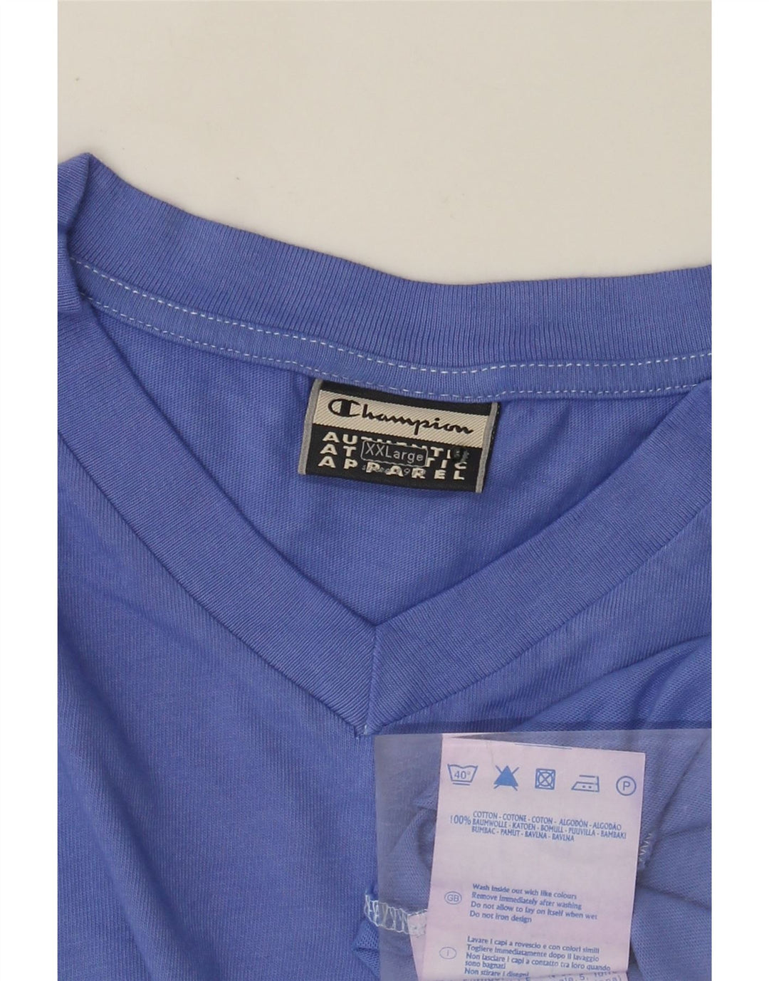 Champion Herren T-Shirt Top 2XL Blau Baumwolle