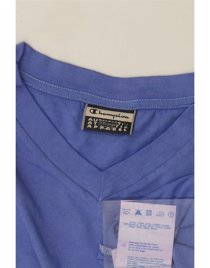 Champion Herren T-Shirt Top 2XL Blau Baumwolle