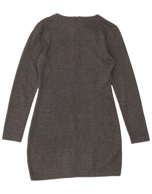 Zara Damen Langarm-Pulloverkleid UK 12 Mittelgrau