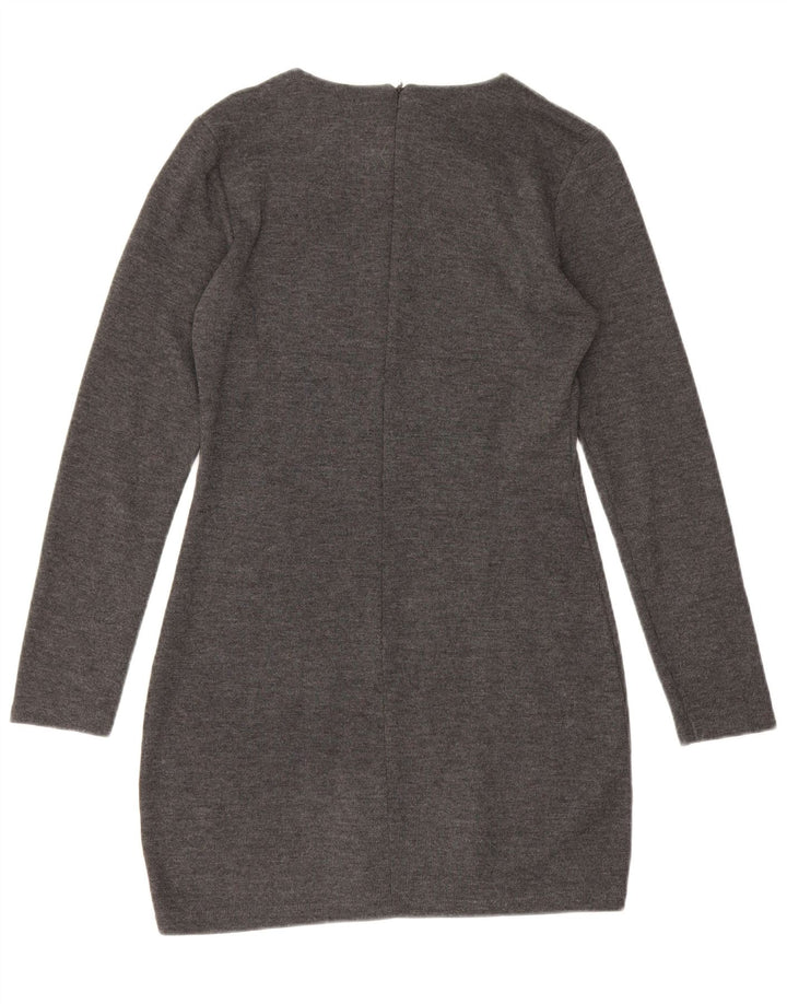 Zara Damen Langarm-Pulloverkleid UK 12 Mittelgrau