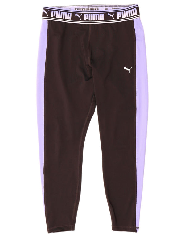 Puma Womens Graphic Leggings UK 16 Large Schwarz Colourblock Polyester