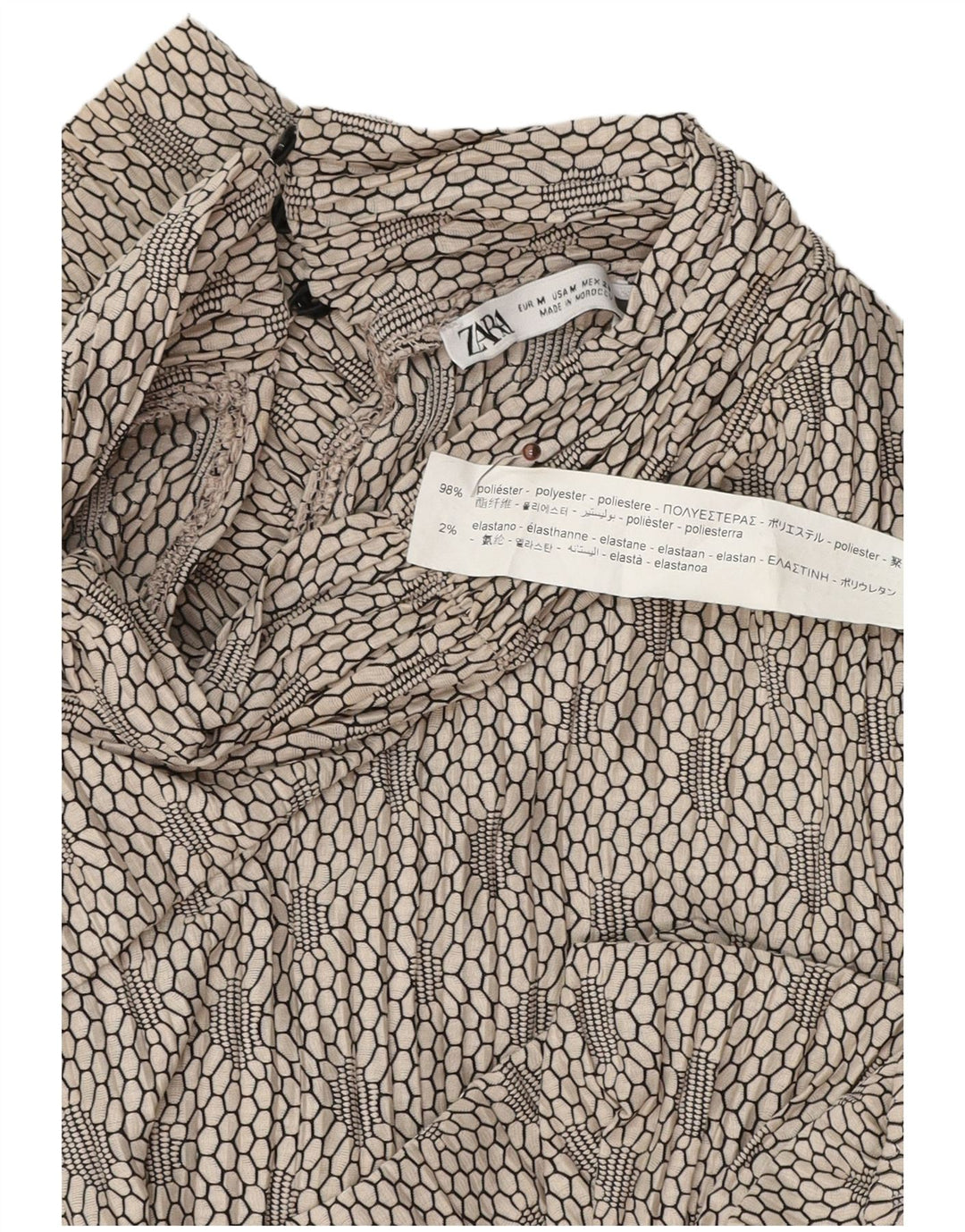 Übergroßes Langarm-Blusenoberteil von Zara für Damen, UK 14, mittelgrau, geometrisch