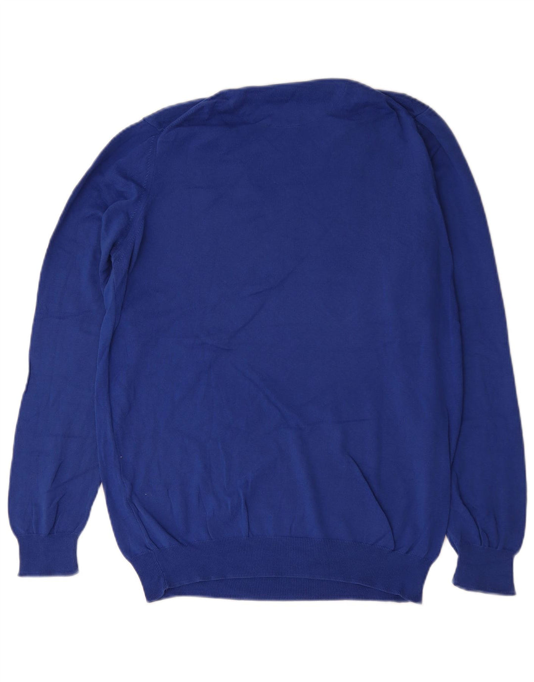 Zara Herren-Pullover mit V-Ausschnitt, groß, aus blauer Baumwolle