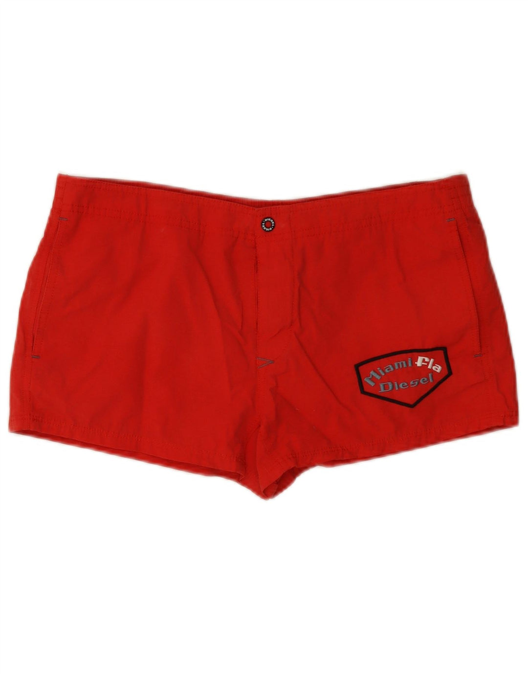Diesel Damen-Badeshorts mit Grafik, mittelrote Baumwolle