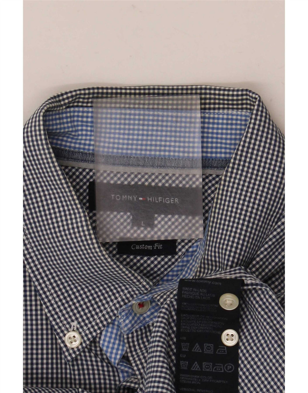 Tommy Hilfiger Herren-Hemd mit individueller Passform, große blaue Gingham-Baumwolle