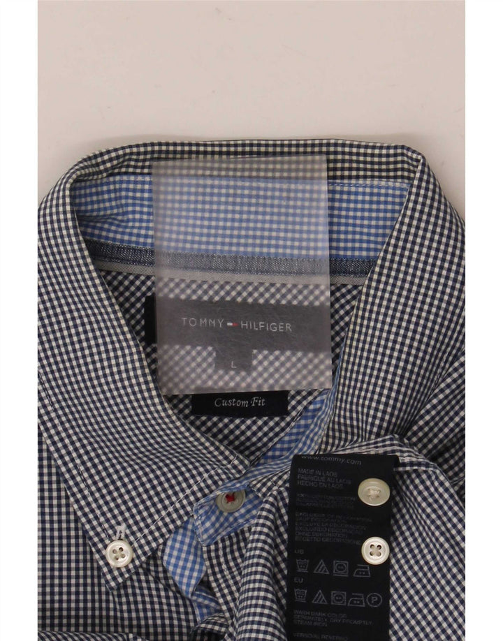 Tommy Hilfiger Herren-Hemd mit individueller Passform, große blaue Gingham-Baumwolle